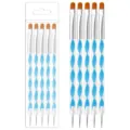 Set van 5 Dubbelzijdige Nail Art Dotting Pens met Blauwe Spiraal Handvat Manicure - Blauw