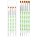 Set van 5 dubbelzijdige nail art dotting pens met groene spiraalhandvatten en penselen - Groen