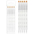 5 Stuks Nail Art Kwasten Dubbelzijdig Acryl Dotting Pennen Transparant Manicure Set - Wit