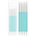 Siliconen nail art boetseerpen set met cyaan handvatten en dubbele koppen voor klei en manicure - Set van 5 / Hemelsblauw
