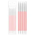 Siliconen nail art penseel set dubbelzijdige boetseerstift klei snijgereedschap roze handvat - Set van 5 / Roze