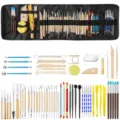 Set de 46 Herramientas de Modelado de Arcilla Cuchillos de Madera Pinceles Silicona - TOO12 / Juego de 61 herramientas para arcilla / Estilo estuche de lápices
