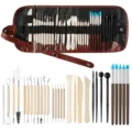 46-teiliges Töpferton-Modellierwerkzeug-Set mit Etui, ideal für DIY-Basteln und Schnitzen. - Töpferton Werkzeuge 31 Stück Set A (TOO3) / Stofftasche Stil
