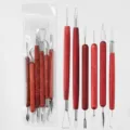Ton-Skulpturenwerkzeug-Set mit Holzgriff und Metallkopf zum Schnitzen und Töpfern. - Tonwerkzeuge / 6-Teiliges Set / Mahagoni