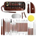Set Profesional 22 Pzs Herramientas De Arcilla Y Ceramica Para Escultura Con Funda - Herramientas de Arcilla / Juego de 30 Piezas / Caoba