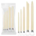 Wooden handle clay sculpture tools set pottery loop scrapers modeling carving kit for art crafting. - Toothed Bamboo Scraper 5-Piece Set