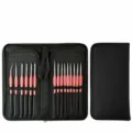 15-Piece Fine Detail Paint Brush Set with Black Canvas Storage Case for Art Craft - Pink