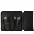 15pcs Black Handle Detail Line Art Paint Brush Set with Canvas Storage Case for Drawing - Black