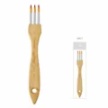 Mehrzahniger Künstler-Pinsel mit Holzgriff und 3-Zahn-Rundspitze ideal für Aquarellmalerei. - Modell pw17, 3-zahnige Rundspitze