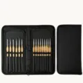15pcs Detail Paint Brush Set Wood Handle Fine Tip Artist Brushes with Black Storage Case - Natural Wood Color