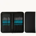 15pcs lake blue detail fine liner paint brush set with black canvas case portable art supply - Lake Blue
