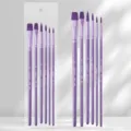 Ensemble de 6 pinceaux d'art violet Morandi pour aquarelle, peinture à l'huile et coloriage. - Lot de 6 / Violet