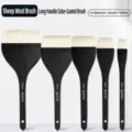 Langer Griff Aquarell Wollpinsch Set, professionelle flache Malpinsche für Kunstmalerei 5Stk. - 5-teiliges Wollpinsel-Set / Schwarzer Langstiel-Flachpinsel