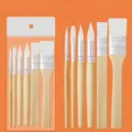 6-teiliges Pinselset mit Holzgriff für Öl Acryl Aquarell Kunstmalerei und Zeichnen. - Weiß Pelz