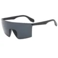 Oversized shield sports sunglasses, UV protection cycling windproof outdoor fashion eyewear. - C1 Black Gray