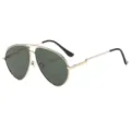Klassieke heren aviator zonnebril met metalen montuur en donkergroene lenzen voor buiten. - Gouden Frame Donkergroene Lens
