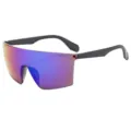 Oversized shield sports sunglasses for outdoor cycling, anti-UV windproof cycling glasses. - C6 Green Mirrored