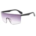 Oversized wrap-around sports sunglasses with purple gradient shield lens for outdoor cycling. - C2 Double Gray