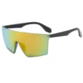 One-piece large frame sports sunglasses, colourful reflective lens, outdoor cycling eyewear. - C8 Red Mirrored Lenses
