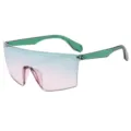 Oversized gradient lens sports sunglasses, one-piece cycling windproof outdoor eyewear. - C9 Green Top and Pink Bottom