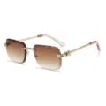 Lunettes de soleil sans monture tendance avec verres dégradés bruns et branches dorées. - Dégradé Marron (C3 Dégradé Marron)