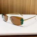 Femme lunettes de soleil carrete en metal avec decor trfle vert lunettes chic mode - Tout Thé