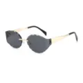 Vrouwen stijlvolle retro golvende rand loze zonnebril met grijze lenzen en gouden metalen - C1 Goud Frame Zwart Grijs Glas
