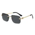 Lunettes de soleil sans monture stylées à bords dentelés et monture métallique. - Gris (C1 Plein Gris)