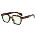 Retro Schildpatt quadratische Sonnenbrille mit hellgrünen Gläsern, stylische Vintage Brille. - C3 Gemusterter Rahmen mit Hellgrünen Gläsern