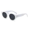 Trendy retro round frame sunglasses featuring thick white temples and stylish black UV lenses. - C6 Solid White Gray Lens
