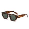 Vintage tortoise shell round sunglasses for men, stylish wide temples UV protection eyewear. - C5 Demi Brown G15 Lens