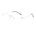 Elegante rahmenlose Metall-Flachglasbrille mit schmalen Bügeln für den perfekten Alltagslook. - Reguläre Passform / Silber