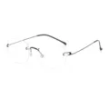 Klassische randlose klare Flachlichtbrille mit schmalen schwarzen Metallbügeln für den Alltag. - Reguläre Passform / Schwarz
