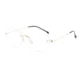 Modische metallene randlose Flachglas-Brille, goldener leichter Rahmen klare Linsen trendy. - Reguläre Passform / Roségold