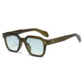 Vintage quadratische Sonnenbrille mit hellblauen Gläsern und stilvollem Acetat-Gestell für Alltag. - C9 Transparenter grüner Rahmen mit doppelten grünen Gläsern