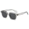 Transparente graue quadratische Sonnenbrille mit Nieten, stylische Brille für Mode und Alltag. - C10 Helles Grauer Rahmen Volles Graues Glas