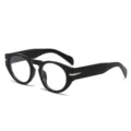 Mens fashion thick black frame sunglasses with metal dagger detail cool street style eyewear - C8 Gloss Black Clear Anti-Blue Lens