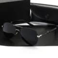 Klassische Piloten-Sonnenbrille mit Metallrahmen für Damen und Herren, stilvoll polarisiert. - Schwarz Silber Rahmen Schwarz Grau Gläser