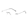 Minimalist rimless round metal glasses with thin black temples for daily fashion wear. - Black Frame