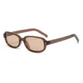 Modische schmale quadratische Sonnenbrille für Damen, Vintage brauner Acetatrahmen UV-Schutz. - Tee Rahmen Tee Linse