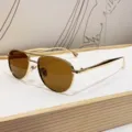 Goldene Piloten-Sonnenbrille mit braunen Gläsern, Retro Metall Doppelsteg Sonnenbrille unisex. - Goldener Rahmen Braune Gläser