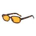 Modische eckige Sonnenbrille mit Schildpatt-Muster und orangefarbenen Gläsern für Streetwear. - C2 Schildpatt-Rahmen mit gelben Gläsern