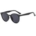 Schwarze runde Vintage Sonnenbrille im Retro-Stil mit UV-Schutz für Damen und Herren. - C1 Sonnenbrille / Schwarzer Rahmen Graue Gläser