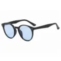Retro Runde Sonnenbrille mit schwarzem Gestell und hellblauen Gläsern für Streetwear - C3 Sonnenbrille / Schwarzer Rahmen Blaue Gläser