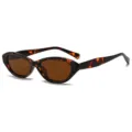 Stijlvolle retro smalle cat eye zonnebril voor dames, schildpad montuur met bruine glazen. - C3 Schildpad Frame Bruine Lenzen