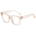 Klobige transparente quadratische Brille mit goldenem Metallakzent und Blaulichtfilter Mode. - C5 Champagner-Rahmen