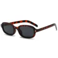 Retro Y2K schmale quadratische Sonnenbrille für Damen, Vintage Schildpatt Outdoor. - Ganz Grau / Bohnentee-Rahmen