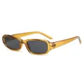 Retro schmale Rechteck Sonnenbrille für Damen und Herren, trendiger bernsteinfarbener UV-Schutz. - C6 Transparent Grün Rahmen Vollgrau Gläser