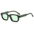 Modische quadratische Sonnenbrille mit dicken grünen Bügeln für Damen und Herren. - Grüner Rahmen Grüne Linsen