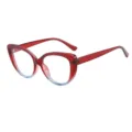 Mujer vintage degradado gafas ojo de gato elegante gran tamaño montura óptica moda - Lentes degradadas de rojo a blanco